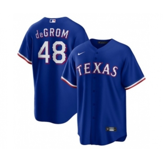 Men's Texas Rangers 48 Jacob deGrom Royal Cool Base Stitched Baseball Jersey