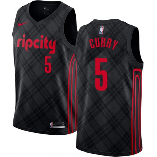 Youth Nike Portland Trail Blazers 5 Seth Curry Swingman Black NBA Jersey - City Edition