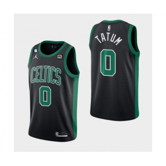 Men's Boston Celtics 0 Jayson Tatum Black No.6 Patch Stitched Basketball Jersey