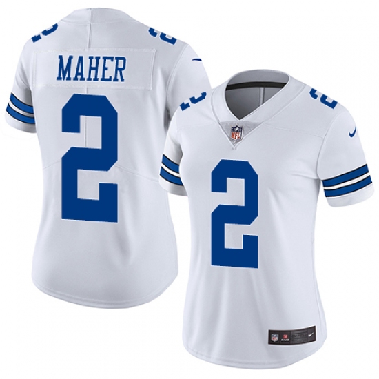 Women's Nike Dallas Cowboys 2 Brett Maher White Vapor Untouchable Limited Player NFL Jersey