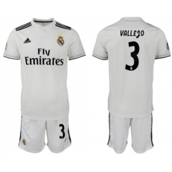 Real Madrid 3 Vallejo White Home Soccer Club Jersey