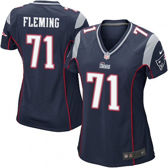 Women's Nike New England Patriots 71 Cameron Fleming Game Navy Blue Team Color NFL Jersey