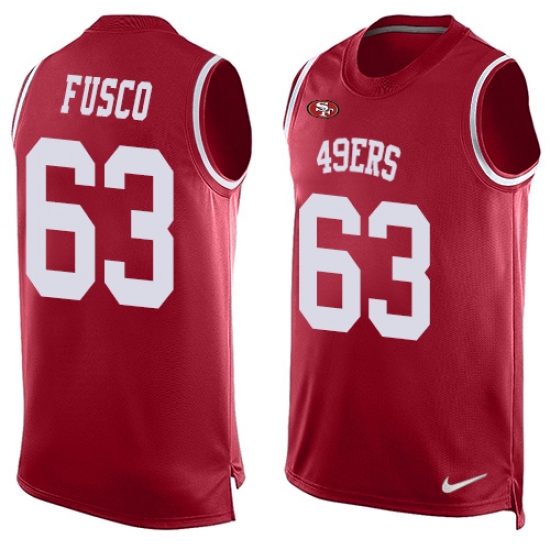 Men's Nike San Francisco 49ers 63 Brandon Fusco Limited Red Player Name & Number Tank Top NFL Jersey
