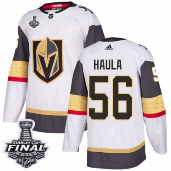 Women's Adidas Vegas Golden Knights 56 Erik Haula Authentic White Away 2018 Stanley Cup Final NHL Jersey