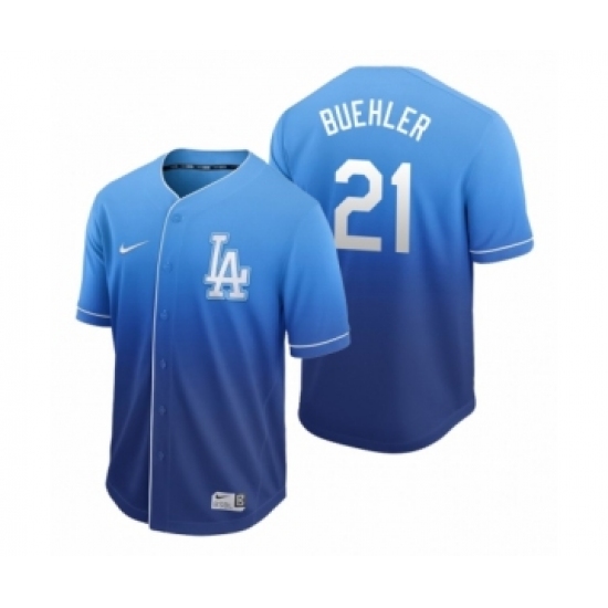 Men's Los Angeles Dodgers 21 Walker Buehler Royal Fade Nike Jersey