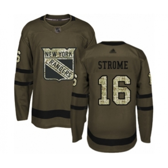 Youth New York Rangers 16 Ryan Strome Authentic Green Salute to Service Hockey Jersey
