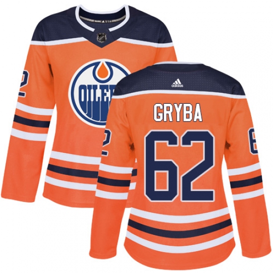Women's Adidas Edmonton Oilers 62 Eric Gryba Authentic Orange Home NHL Jersey