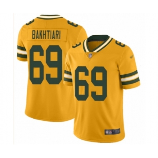Women's Green Bay Packers 69 David Bakhtiari Limited Gold Inverted Legend Football Jersey