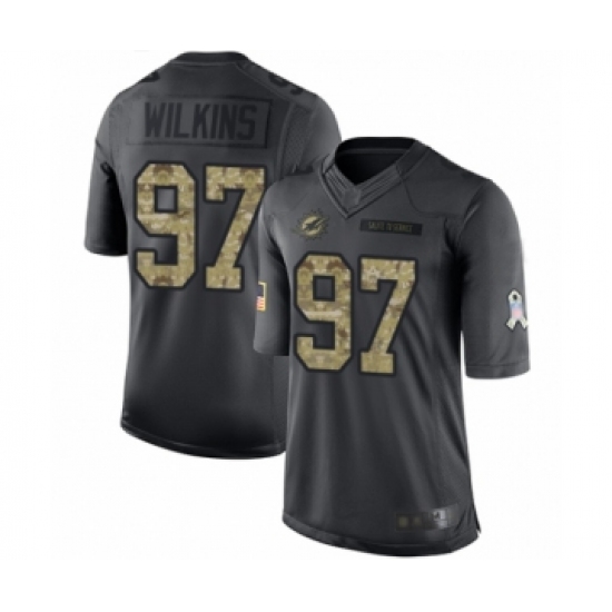 Men's Miami Dolphins 97 Christian Wilkins Limited Black 2016 Salute to Service Football Jersey