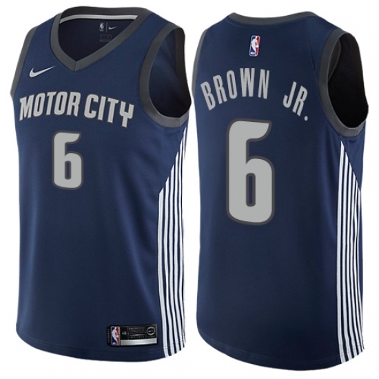 Women's Nike Detroit Pistons 6 Bruce Brown Jr. Swingman Navy Blue NBA Jersey - City Edition