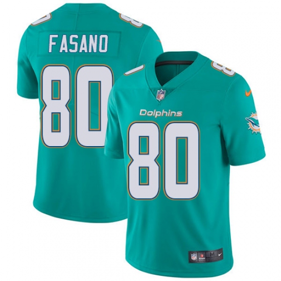 Men's Nike Miami Dolphins 80 Anthony Fasano Aqua Green Team Color Vapor Untouchable Limited Player NFL Jersey