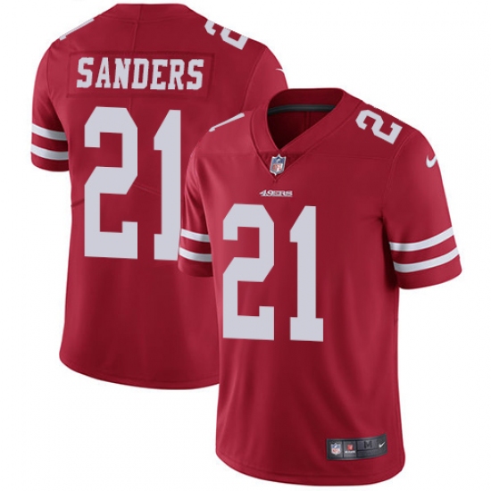 Men's Nike San Francisco 49ers 21 Deion Sanders Red Team Color Vapor Untouchable Limited Player NFL Jersey