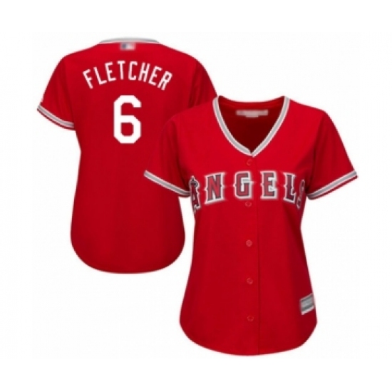 Women's Los Angeles Angels of Anaheim 6 David Fletcher Authentic Red Alternate Cool Base Baseball Player Jersey