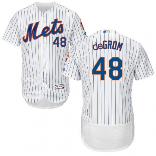Men's Majestic New York Mets 48 Jacob deGrom White Home Flex Base Authentic Collection MLB Jersey