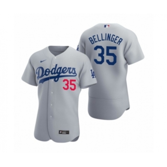 Men's Los Angeles Dodgers 35 Cody Bellinger Nike Gray Authentic 2020 Alternate Jersey