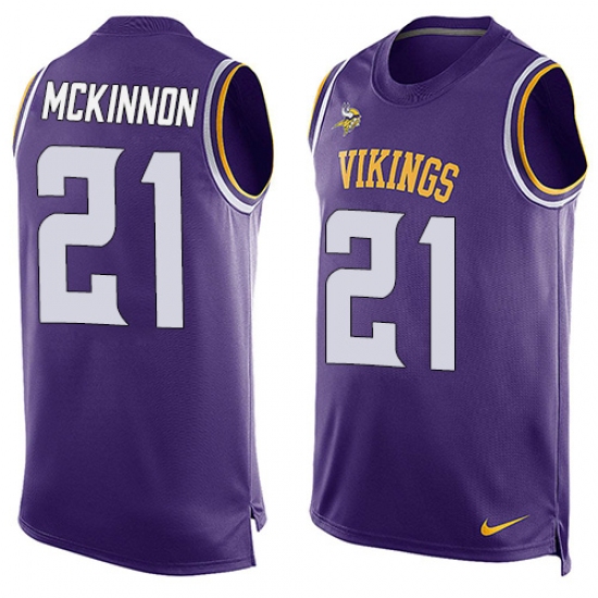 Men's Nike Minnesota Vikings 21 Jerick McKinnon Limited Purple Player Name & Number Tank Top NFL Jersey