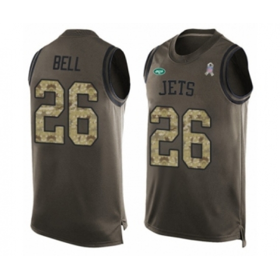 Men's New York Jets 26 Le Veon Bell Limited Green Salute to Service Tank Top Football Jersey