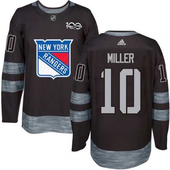 Men's Adidas New York Rangers 10 J.T. Miller Premier Black 1917-2017 100th Anniversary NHL Jersey