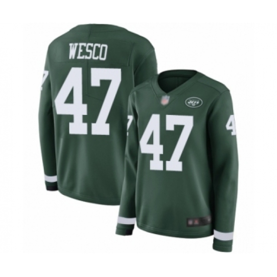 Women's New York Jets 47 Trevon Wesco Limited Green Therma Long Sleeve Football Jersey