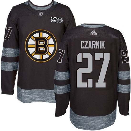 Men's Adidas Boston Bruins 27 Austin Czarnik Premier Black 1917-2017 100th Anniversary NHL Jersey