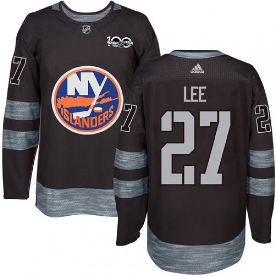 Men's Adidas New York Islanders 27 Anders Lee Authentic Black 1917-2017 100th Anniversary NHL Jersey