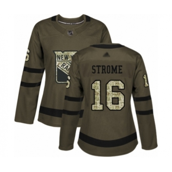 Women's New York Rangers 16 Ryan Strome Authentic Green Salute to Service Hockey Jersey