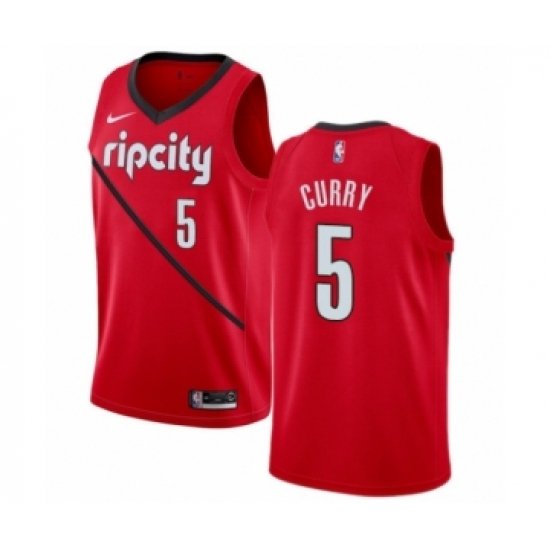 Men's Nike Portland Trail Blazers 5 Seth Curry Red Swingman Jersey - Earned Edition