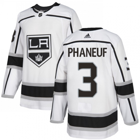 Men's Adidas Los Angeles Kings 3 Dion Phaneuf Authentic White Away NHL Jersey