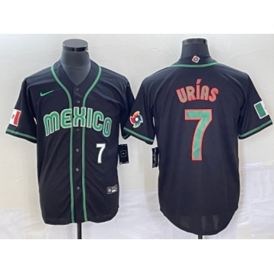 Men's Mexico Baseball 7 Julio Urias Number 2023 Black World Classic Stitched Jersey3