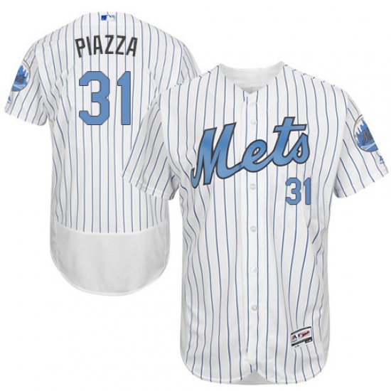 Men's Majestic New York Mets 31 Mike Piazza Authentic White 2016 Father's Day Fashion Flex Base MLB Jersey