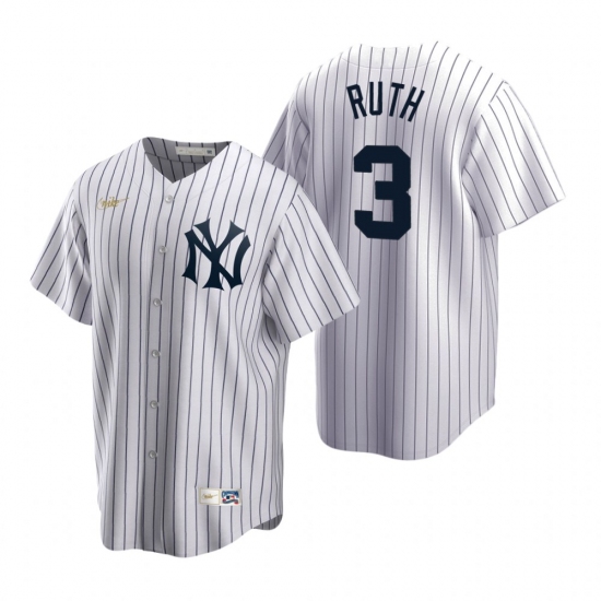 Men's Nike New York Yankees 3 Babe Ruth White Cooperstown Collection Home Stitched Baseball Jersey