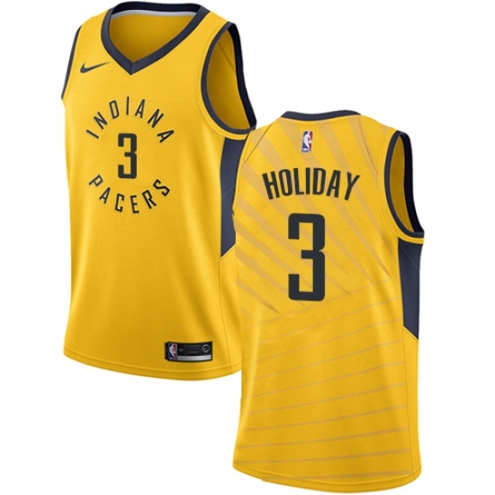Men's Nike Indiana Pacers 3 Aaron Holiday Swingman Gold NBA Jersey Statement Edition