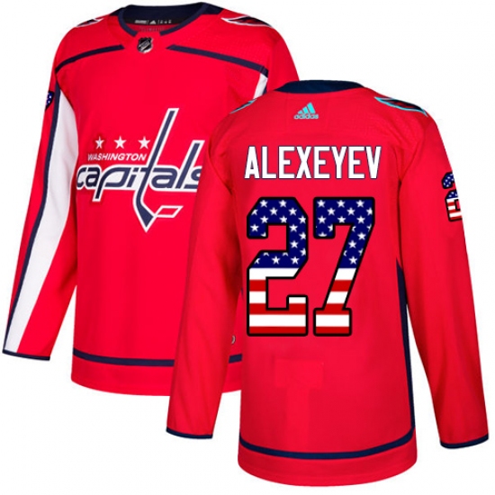 Youth Adidas Washington Capitals 27 Alexander Alexeyev Authentic Red USA Flag Fashion NHL Jersey