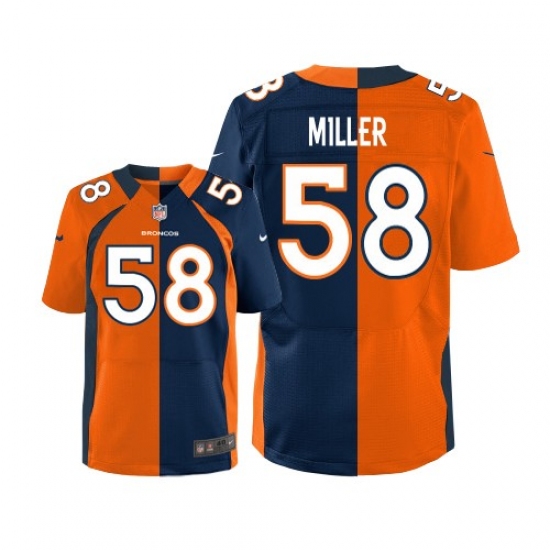 Men's Nike Denver Broncos 58 Von Miller Elite Orange/Navy Split Fashion NFL Jersey
