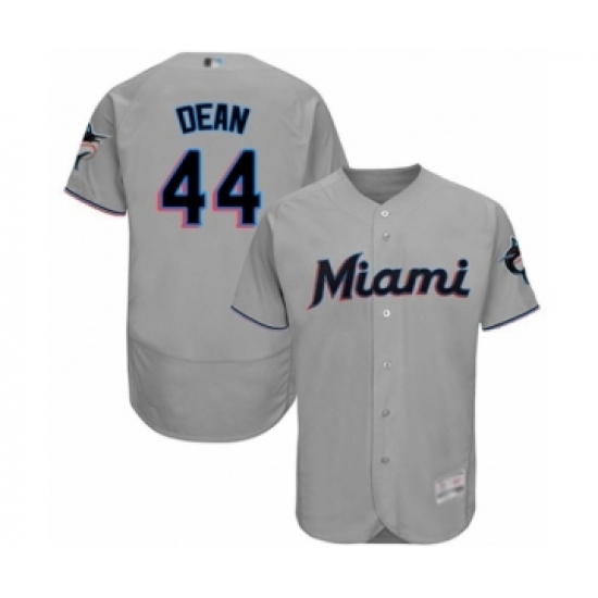 Men's Miami Marlins 44 Austin Dean Grey Road Flex Base Authentic Collection Baseball Player Jersey