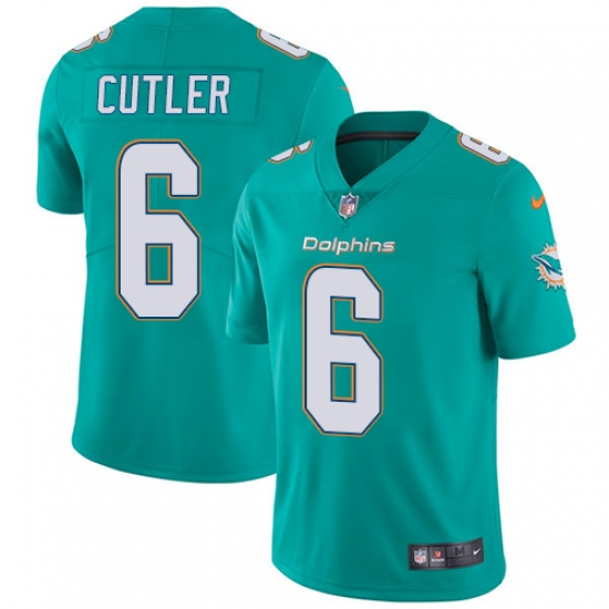 Youth Nike Miami Dolphins 6 Jay Cutler Aqua Green Team Color Vapor Untouchable Elite Player NFL Jersey