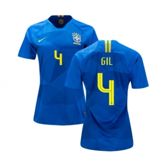 Women's Brazil 4 Gil Away Soccer Country Jersey