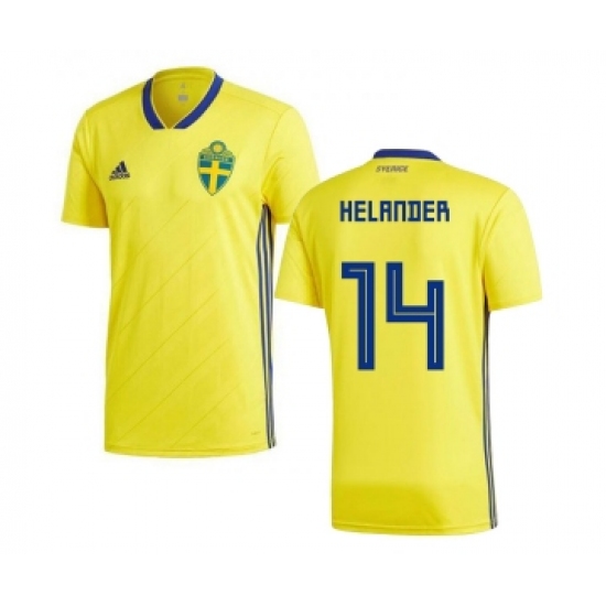 Sweden 14 Helander Home Kid Soccer Country Jersey