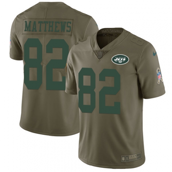 Men's Nike New York Jets 82 Rishard Matthews Limited Olive 2017 Salute to Service NFL Jersey