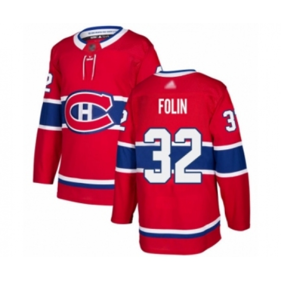 Youth Montreal Canadiens 32 Christian Folin Authentic Red Home Hockey Jersey