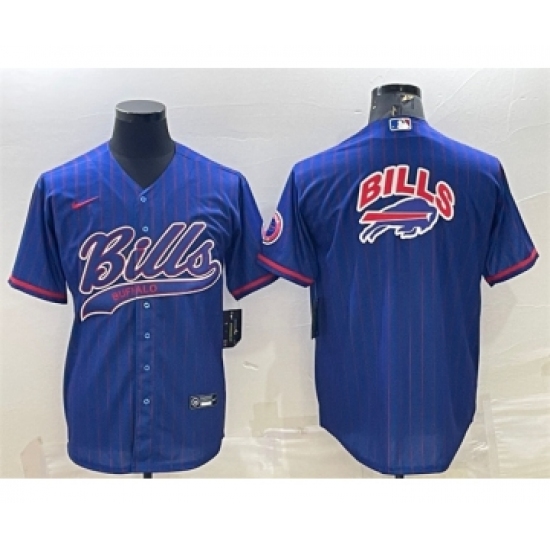 Men's Buffalo Bills Team Big Logo With Patch Cool Base Stitched Baseball Jersey