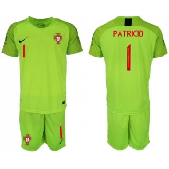 Portugal 1 Patricio Shiny Green Goalkeeper Soccer Country Jersey