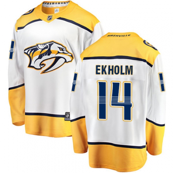 Youth Nashville Predators 14 Mattias Ekholm Fanatics Branded White Away Breakaway NHL Jersey