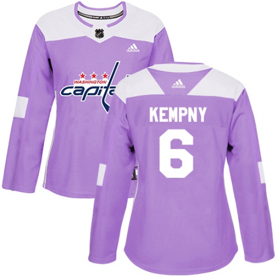 Women's Adidas Washington Capitals 6 Michal Kempny Authentic Purple Fights Cancer Practice NHL Jersey