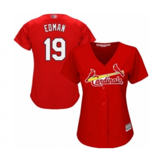 Women's St. Louis Cardinals 19 Tommy Edman Authentic Red Alternate Cool Base Baseball Player Jersey