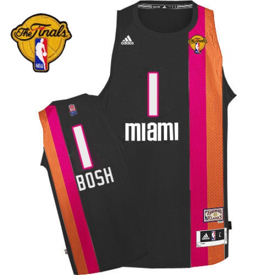 Men's Adidas Miami Heat 1 Chris Bosh Swingman Black ABA Hardwood Classic Finals Patch NBA Jersey