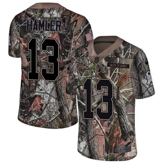 Men's Denver Broncos 13 KJ Hamler Camo Stitched Limited Rush Realtree Jersey