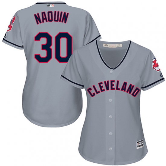 Women's Majestic Cleveland Indians 30 Tyler Naquin Authentic Grey Road Cool Base MLB Jersey