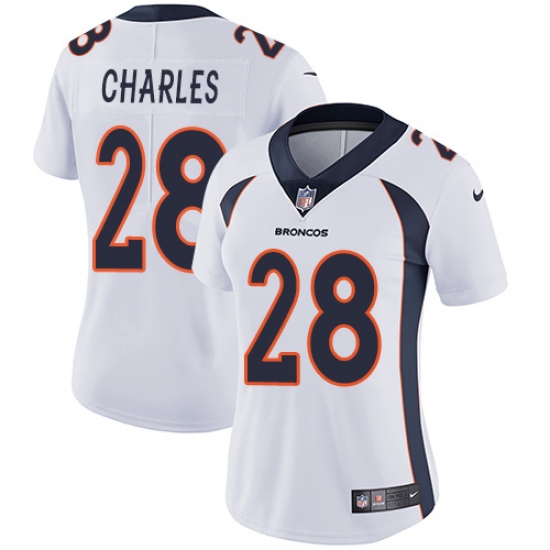 Women's Nike Denver Broncos 28 Jamaal Charles White Vapor Untouchable Limited Player NFL Jersey