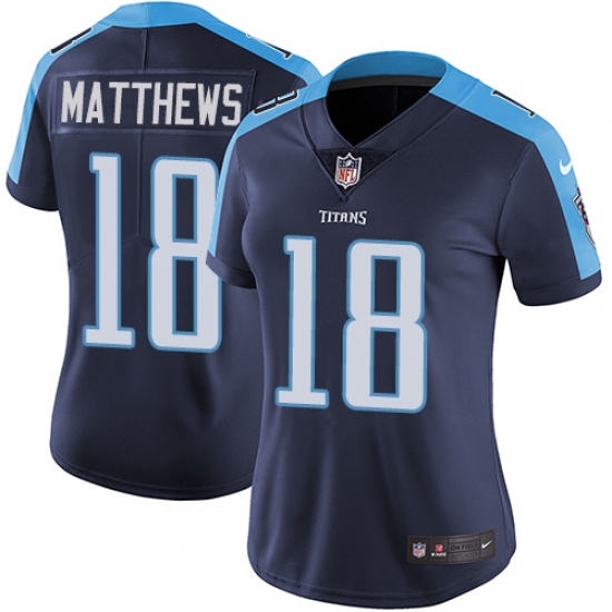 Women's Nike Tennessee Titans 18 Rishard Matthews Navy Blue Alternate Vapor Untouchable Limited Player NFL Jersey